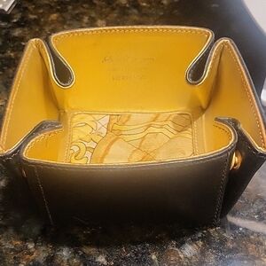 Salvatore Ferragamo Black and Gold Leather Cosmetic Case